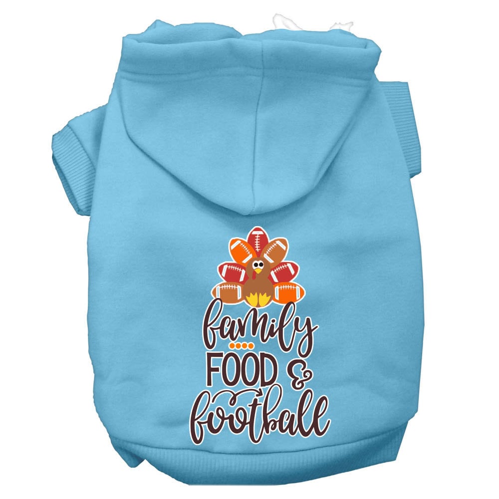 Pet Dog and Cat Hoodie Screen Printed, "Family, Food, & Football"