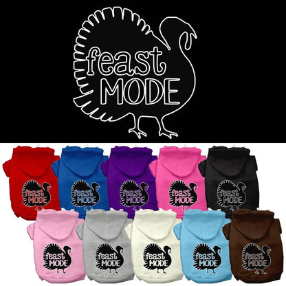 Sudadera con capucha para mascotas, perros y gatos del Día de Acción de Gracias serigrafiada con el mensaje "Feast Mode"