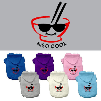 Sudadera con capucha para mascotas, perros y gatos serigrafiada con el texto "Miso Cool"