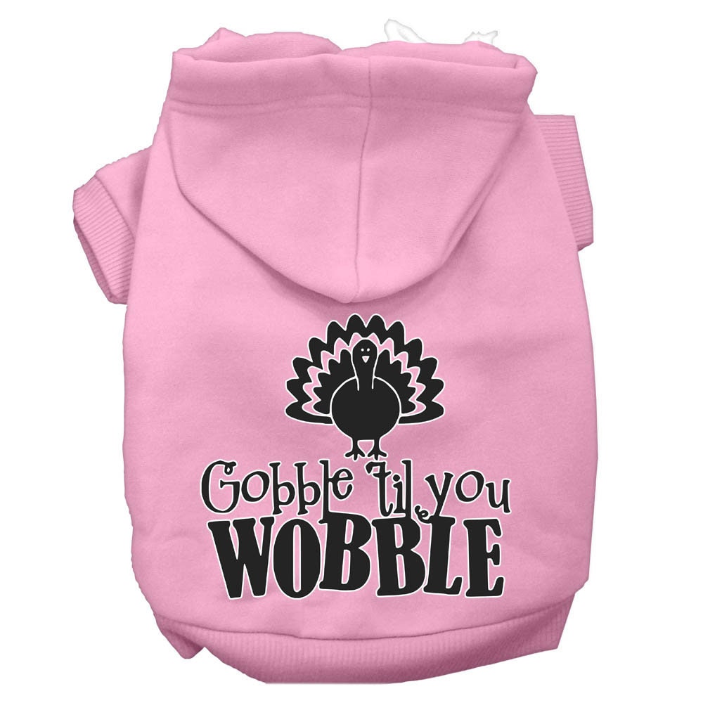 Sudadera con capucha para mascotas, perros y gatos del Día de Acción de Gracias serigrafiada con la frase "Gobble 'Til You Wobble"