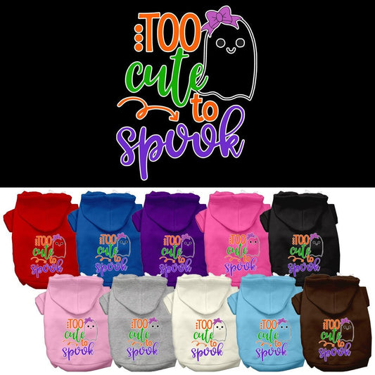 Sudadera con capucha para Halloween para mascotas, perros y gatos con serigrafía "Too Cute To Spook Girly Ghost"