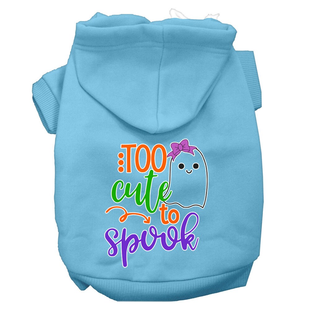 Sudadera con capucha para Halloween para mascotas, perros y gatos con serigrafía "Too Cute To Spook Girly Ghost"