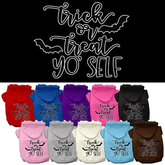 Sudadera con capucha para Halloween para mascotas, perros y gatos con serigrafía "Trick Or Treat Yo' Self"