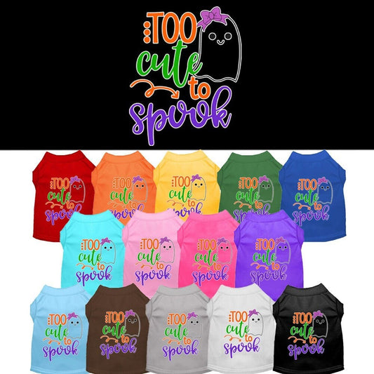 Camiseta de Halloween para perros y gatos con serigrafía "Too Cute To Spook - Girly Ghost"