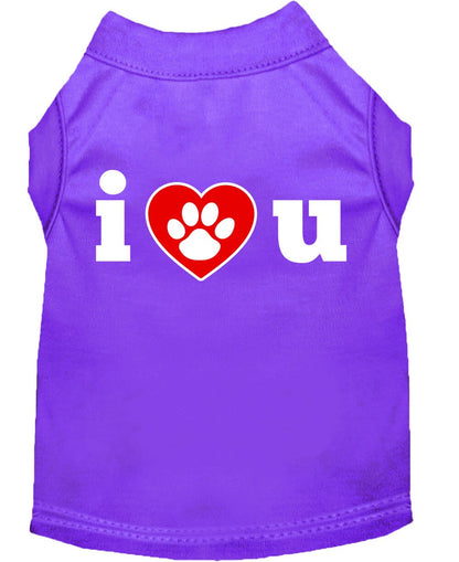 Pet Dog & Cat Shirt Screen Printed, "I Love You"