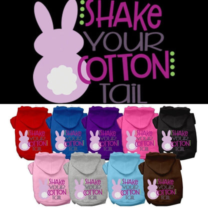 Sudadera con capucha para mascotas, perros y gatos serigrafiada con el mensaje "Shake Your Cotton Tail"