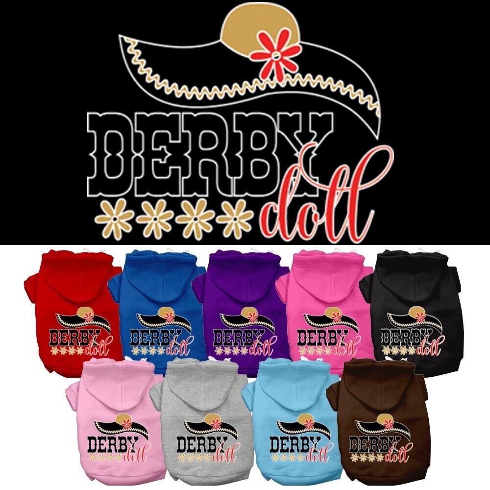 Sudadera con capucha para mascotas, perros y gatos serigrafiada, "Derby Doll"