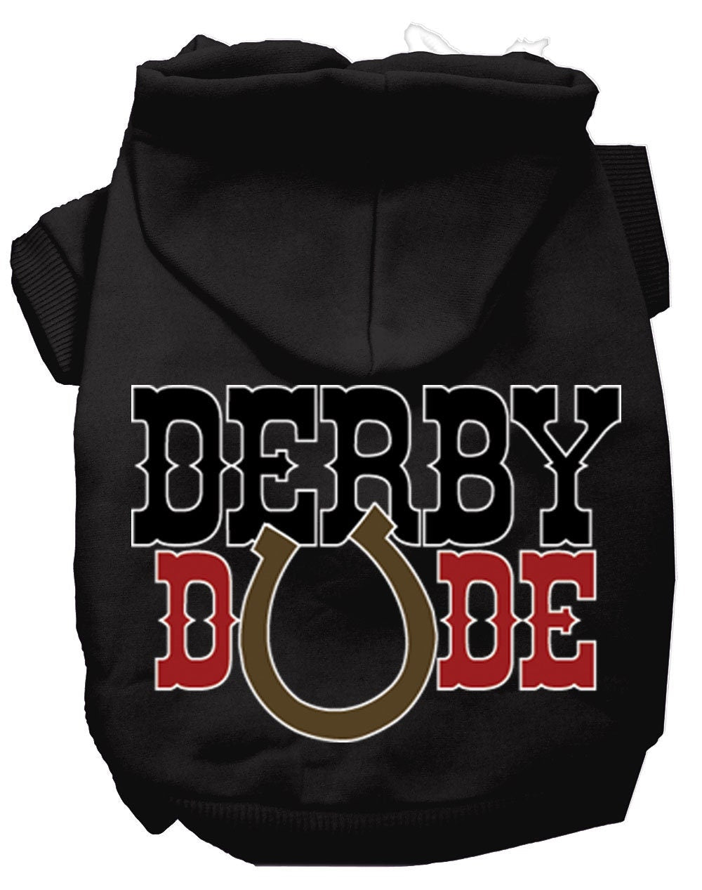 Sudadera con capucha para mascotas, perros y gatos serigrafiada con el texto "Derby Dude"