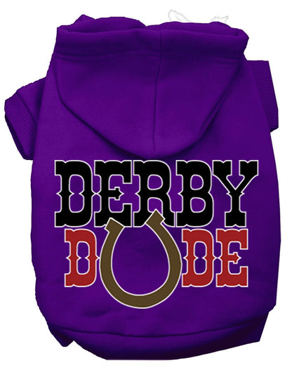 Sudadera con capucha para mascotas, perros y gatos serigrafiada con el texto "Derby Dude"