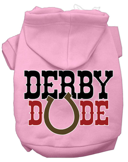 Sudadera con capucha para mascotas, perros y gatos serigrafiada con el texto "Derby Dude"