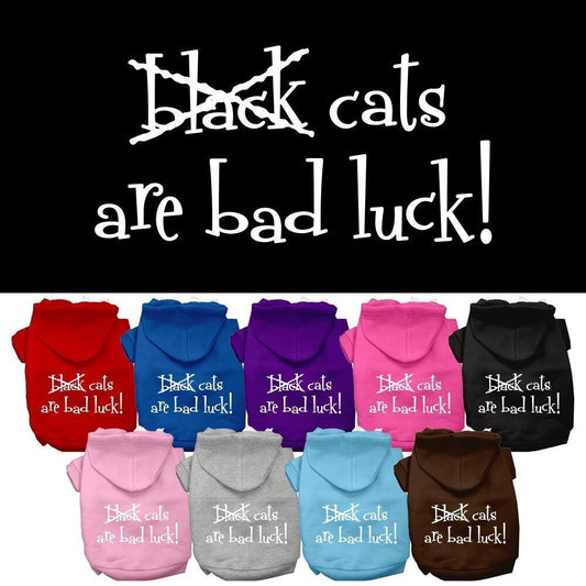 Sudadera con capucha para Halloween para mascotas, perros y gatos con la frase "Los gatos negros dan mala suerte"