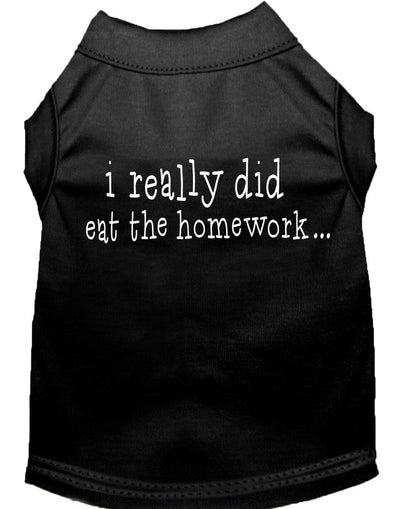 Pet Dog & Cat Shirt Screen Printed, "I Really Did Eat The Homework"