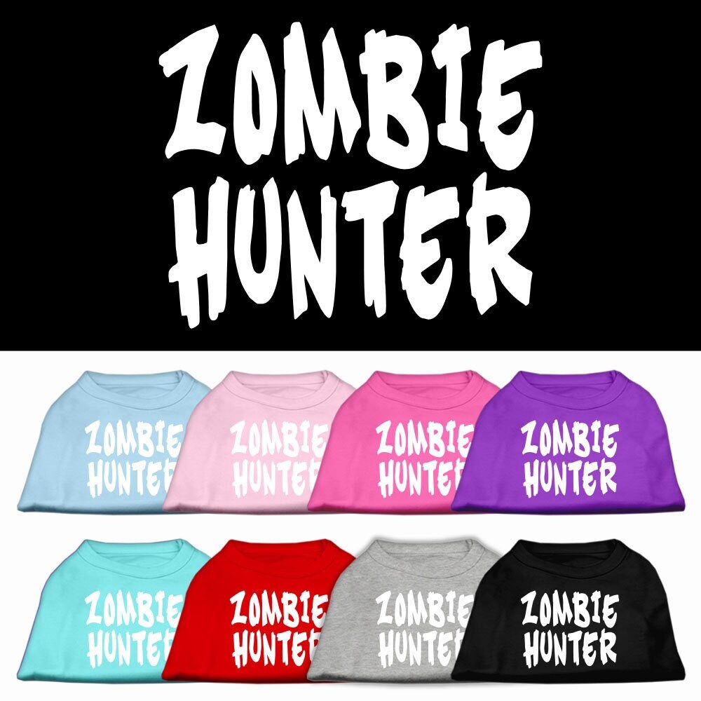 Camiseta para perros y gatos con serigrafía "Zombie Hunter"