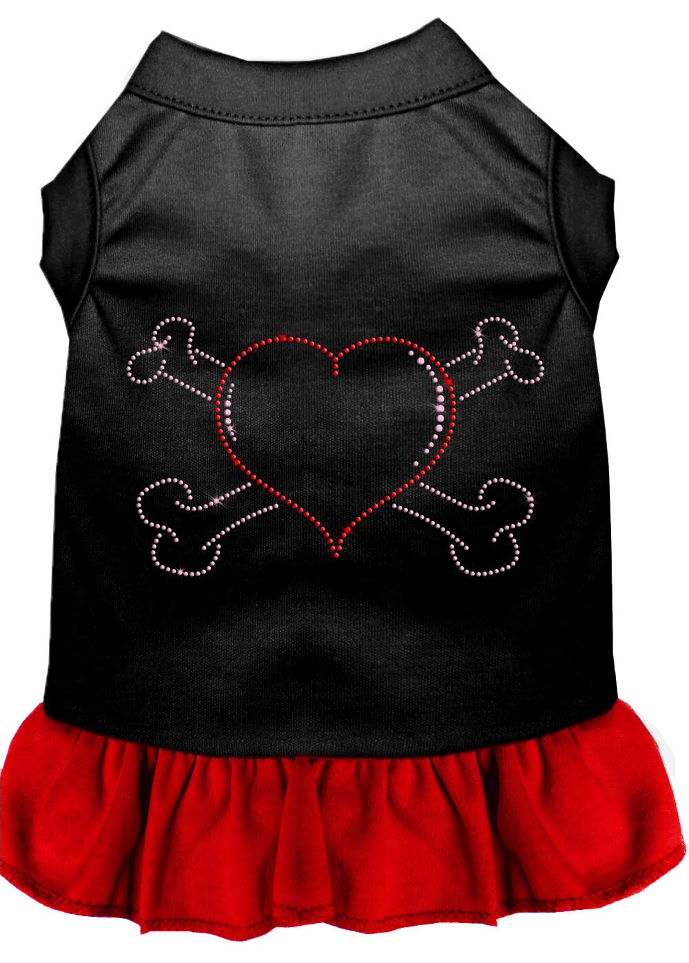 Pet Dog and Cat Dress Rhinestone,  "Heart & Crossbones"