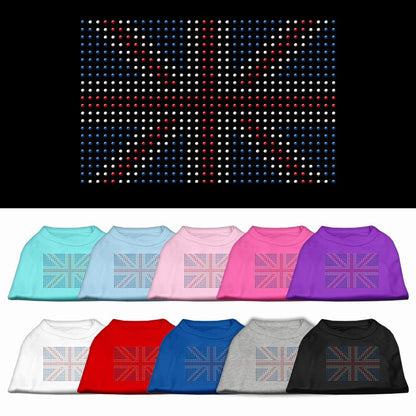 Camiseta para perros y gatos con diamantes de imitación y bandera británica