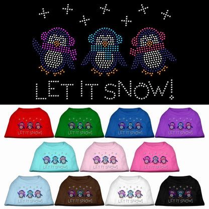 Christmas Pet Dog & Cat Shirt Rhinestone, "Let It Snow Penguins"