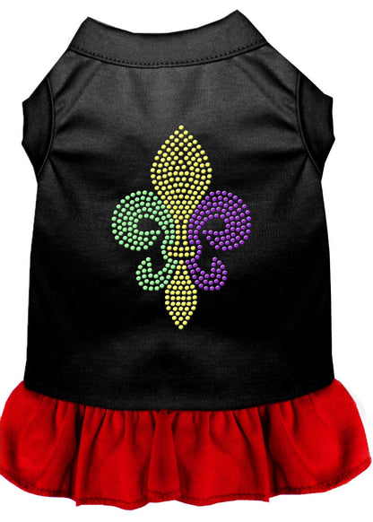 Vestido para perros y gatos con diamantes de imitación, "Mardi Gras Fleur De Lis"