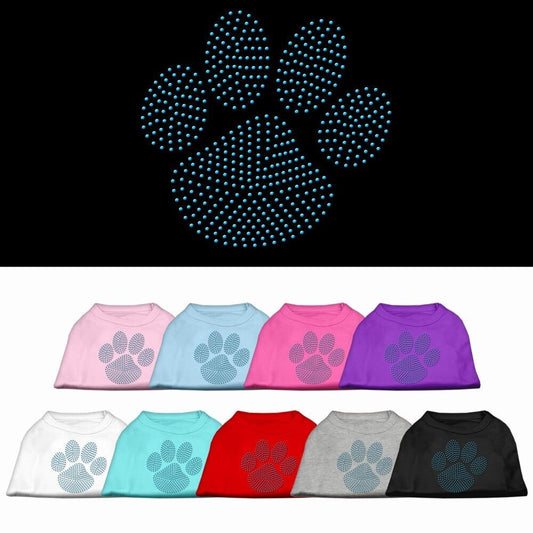 Camiseta para perros y gatos con diamantes de imitación, "Blue Paw"