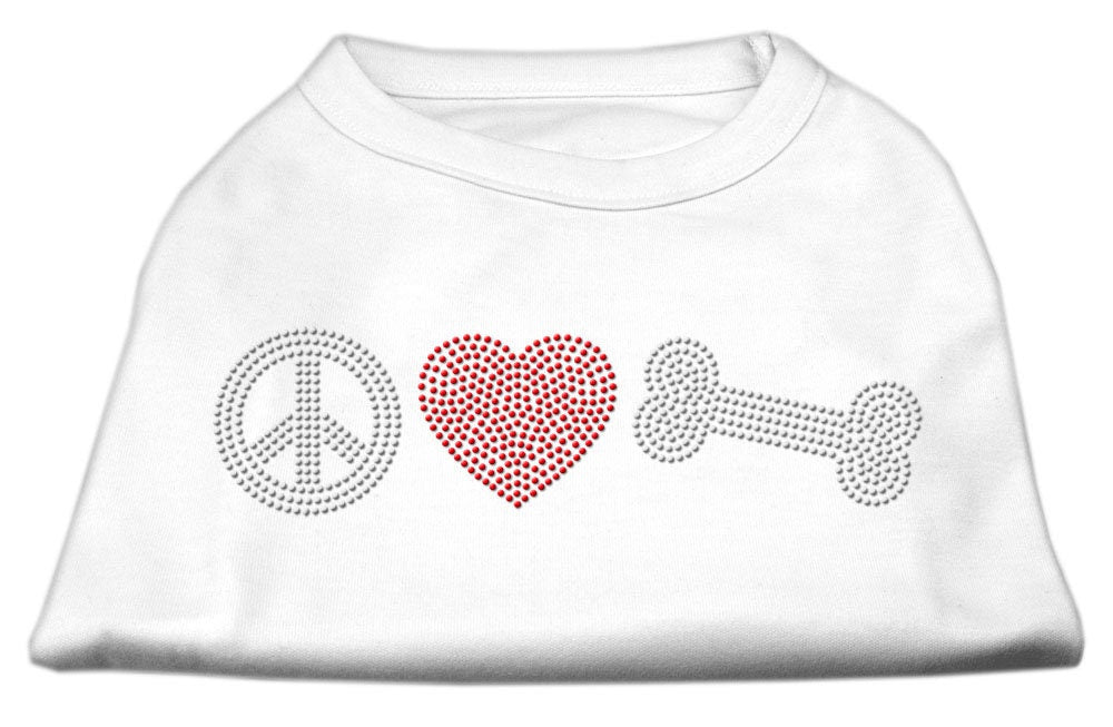 Camiseta para perros y gatos con diamantes de imitación, "Peace Love &amp; Bone"