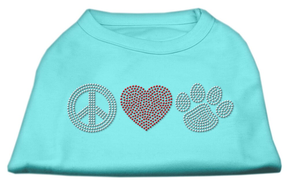 Camiseta para perros y gatos con diamantes de imitación, "Peace Love &amp; Paw"