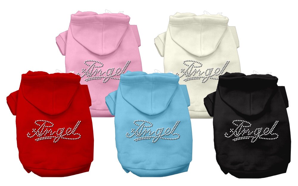 Sudadera con capucha para mascotas, perros y gatos con diamantes de imitación, "Ángel"