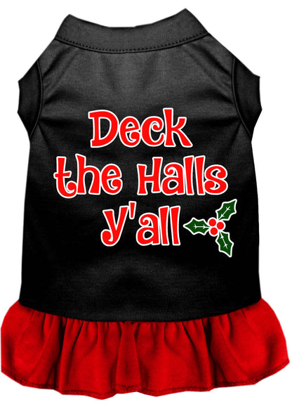 Christmas Dog Dress, Pet Dog & Cat Dress Screen Printed, "Deck The Halls Y'all"