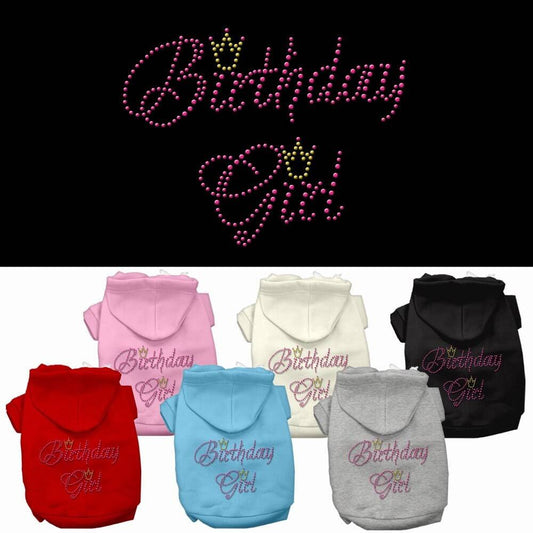 Sudadera con capucha para mascotas, perros y gatos con diamantes de imitación, "Birday Girl"