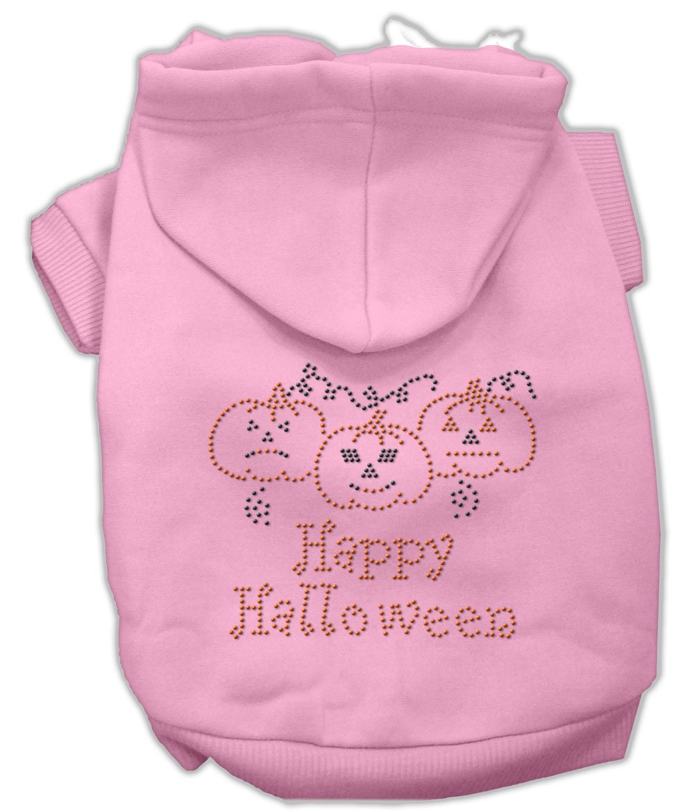 Sudadera con capucha para Halloween con diseño de perro y gato y diamantes de imitación, "Feliz Halloween"