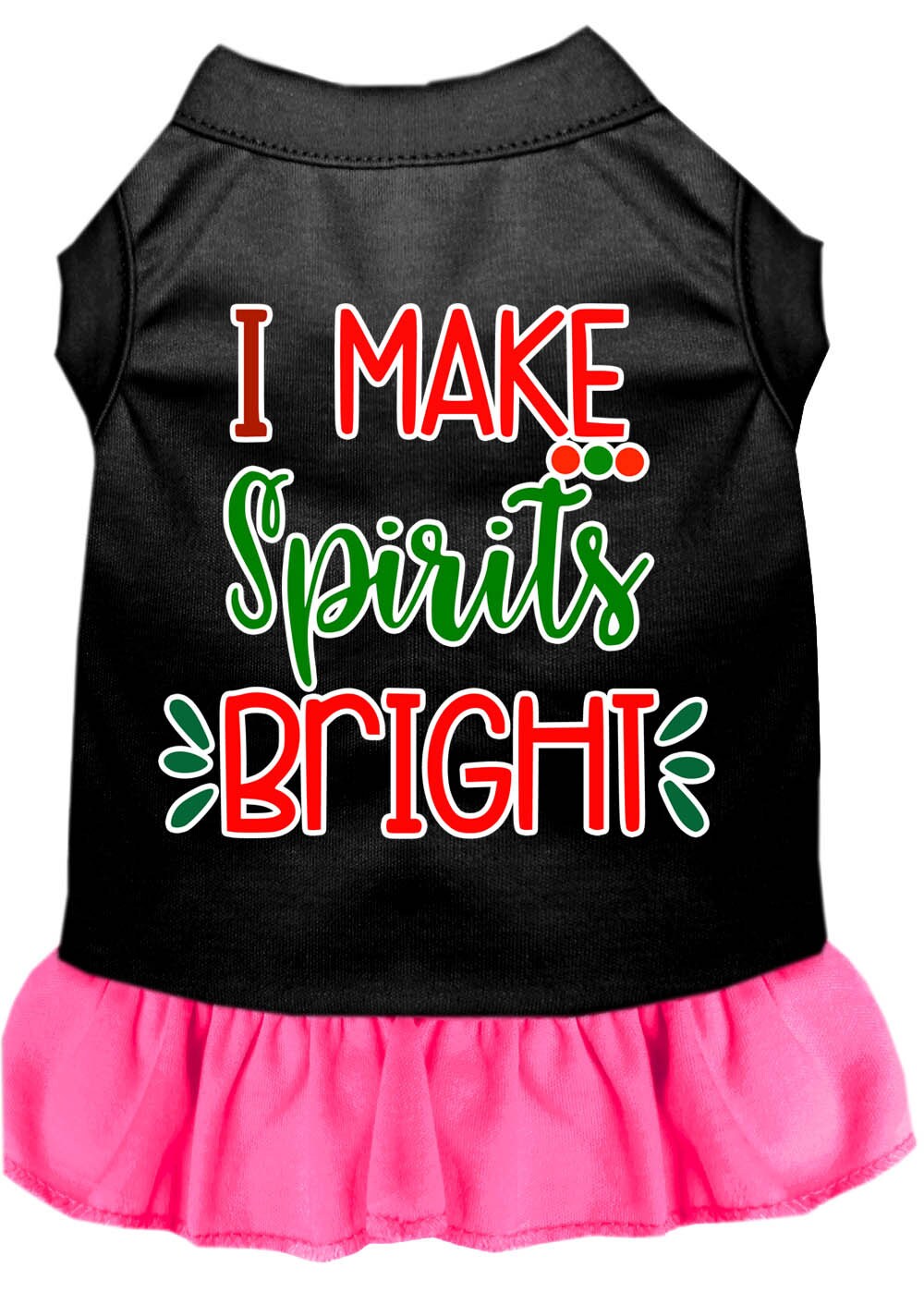 Christmas Pet Dog & Cat Dress Screen Printed, "I Make Spirits Bright"