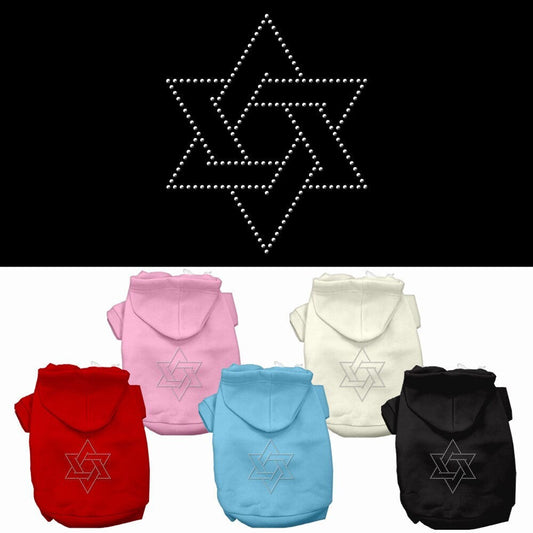 Sudadera con capucha para mascotas, perros y gatos de Hanukkah con diamantes de imitación y la "Estrella de David"