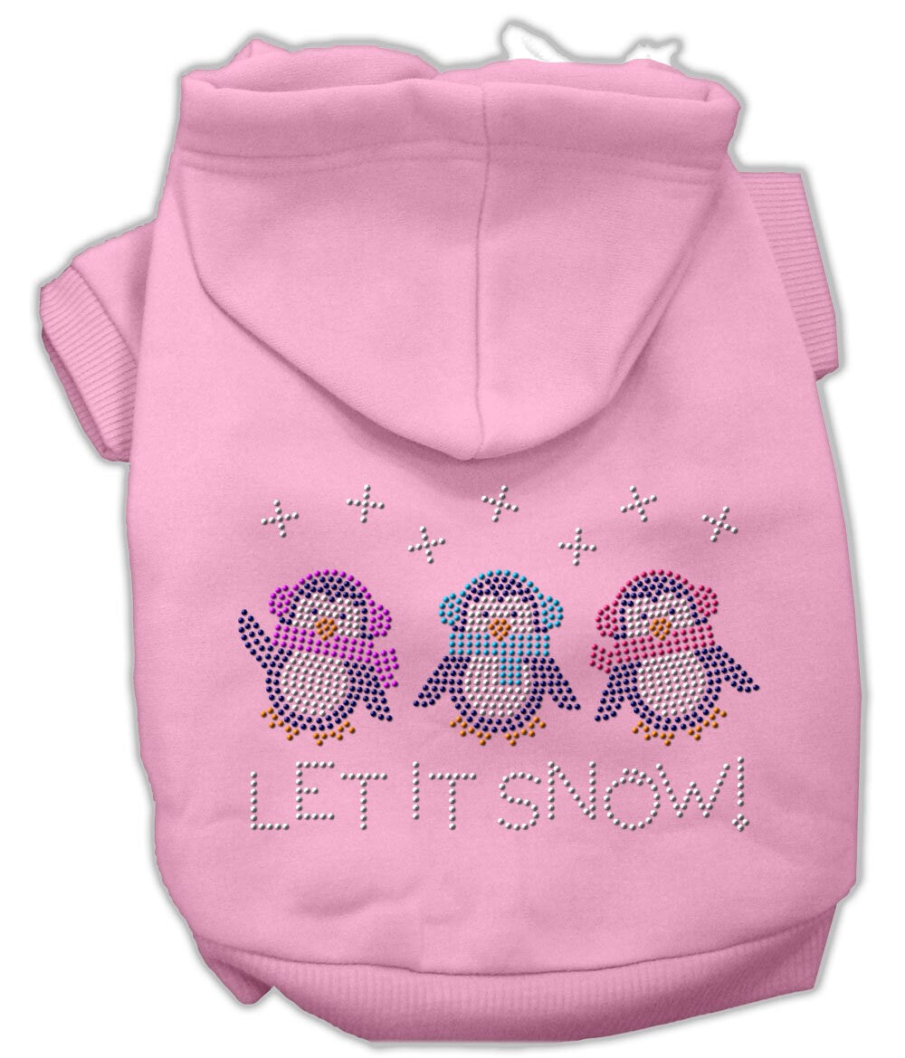 Christmas Pet Dog & Cat Hoodie Rhinestone, "Let It Snow Penguins"