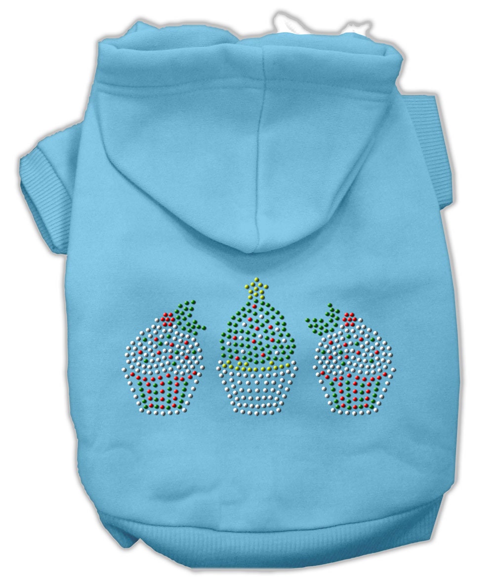 Christmas Pet, Dog & Cat Hoodie Rhinestone, "Christmas Cupcake Trio"