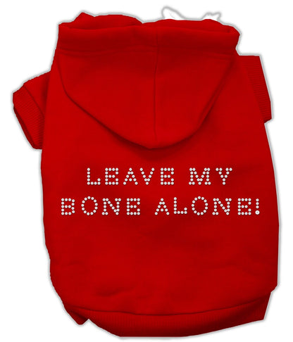 Sudadera con capucha para mascotas, perros y gatos con diamantes de imitación y la frase "Leave My Bone Alone" (Deja mi hueso en paz)