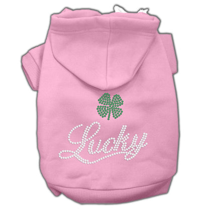 Sudadera con capucha para mascotas, perros y gatos con diamantes de imitación, "Lucky"