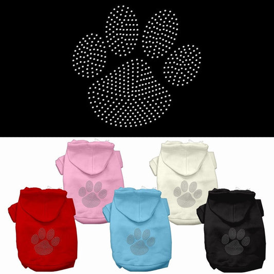 Sudadera con capucha para mascotas, perros y gatos con diamantes de imitación, "Clear Paw"