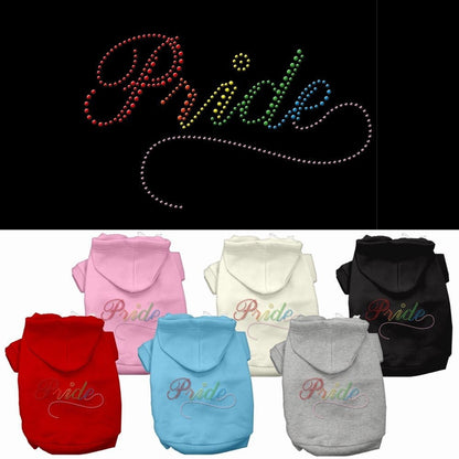 Sudadera con capucha para mascotas, perros y gatos con diamantes de imitación, "Rainbow Pride"