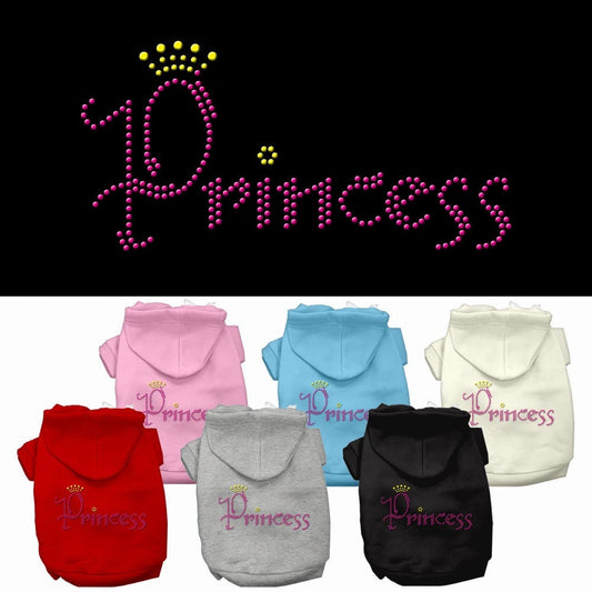 Sudadera con capucha para mascotas, perros y gatos con diamantes de imitación, "Princesa"