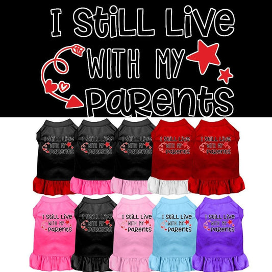 Dog Dress, Pet Dog & Cat Dress Screen Printed, "I Still Live With My Parents"