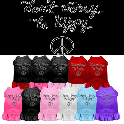 Vestido para perros y gatos con serigrafía "Don't Worry, Be Hippy"