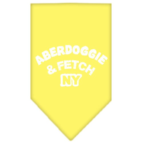 Bandana para mascotas y perros serigrafiada con la frase "Aberdoggie &amp; Fetch NY"