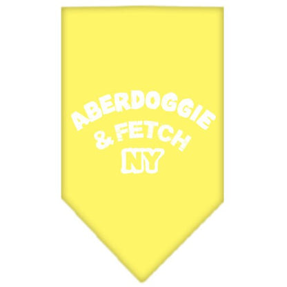 Bandana para mascotas y perros serigrafiada con la frase "Aberdoggie &amp; Fetch NY"