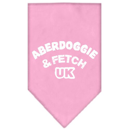 Bandana para mascotas y perros serigrafiada con la frase "Aberdoggie &amp; Fetch UK"