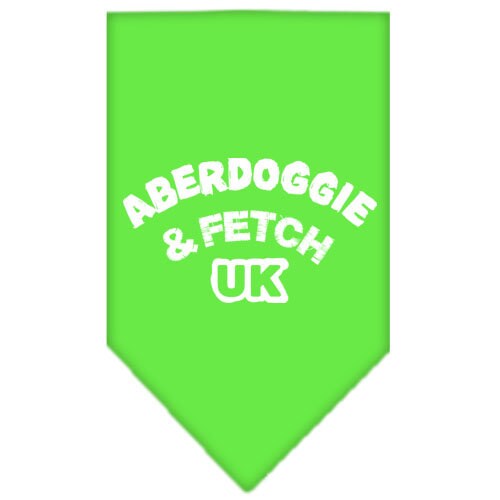 Bandana para mascotas y perros serigrafiada con la frase "Aberdoggie &amp; Fetch UK"