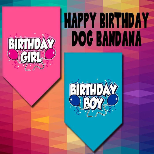 Bandana para mascotas y perros serigrafiada con la frase "Cumpleañera" o "Cumpleañero"