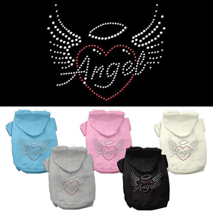 Sudadera con capucha para mascotas, perros y gatos con diamantes de imitación, "Corazón de ángel"