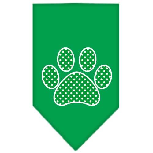 Bandana para mascotas y perros serigrafiada con el texto "Green Swiss Dot Paw"