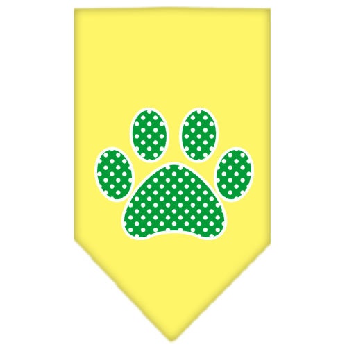 Bandana para mascotas y perros serigrafiada con el texto "Green Swiss Dot Paw"