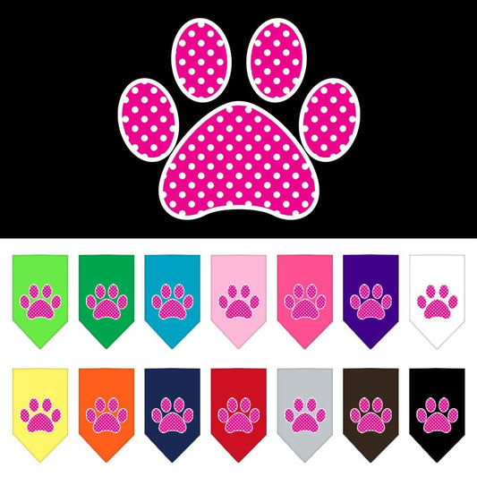 Pet and Dog Bandana Screen Printed, "Pink Swiss Dot Paw"