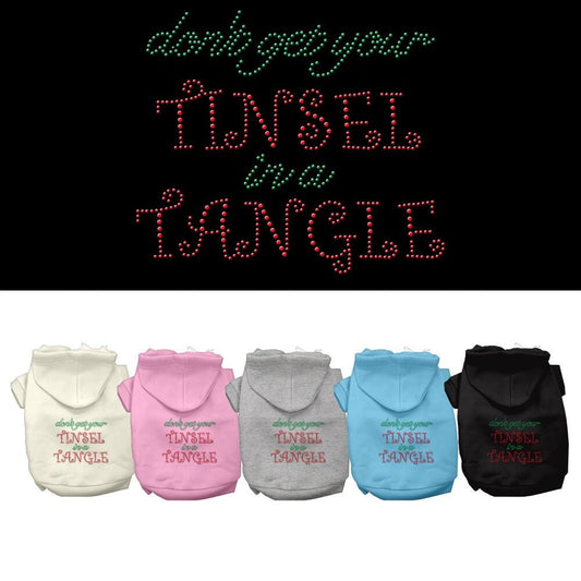 Christmas Pet, Dog & Cat Hoodie Rhinestone, "Don't Get Your Tinsel In A Tangle"