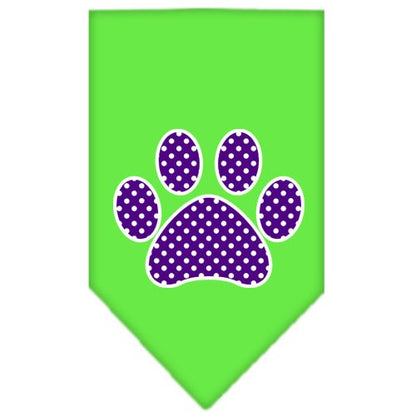 Pet and Dog Bandana Screen Printed, "Purple Swiss Dot Paw"